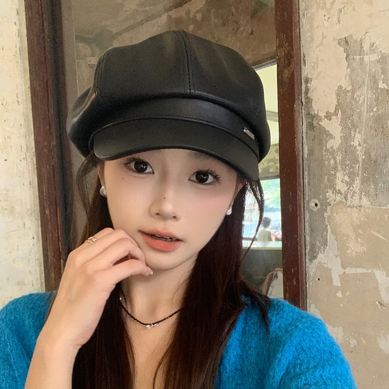 なめしレザーマリンキャスケット