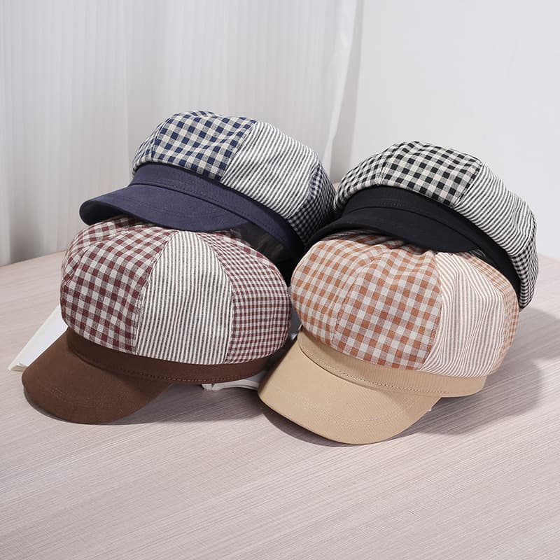 キャスケット 格子柄切替キャスケット