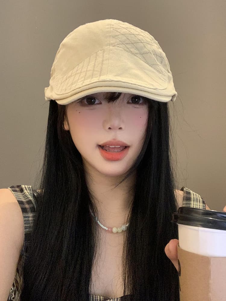 キャスケット 刺繍デザイン ハンチング帽