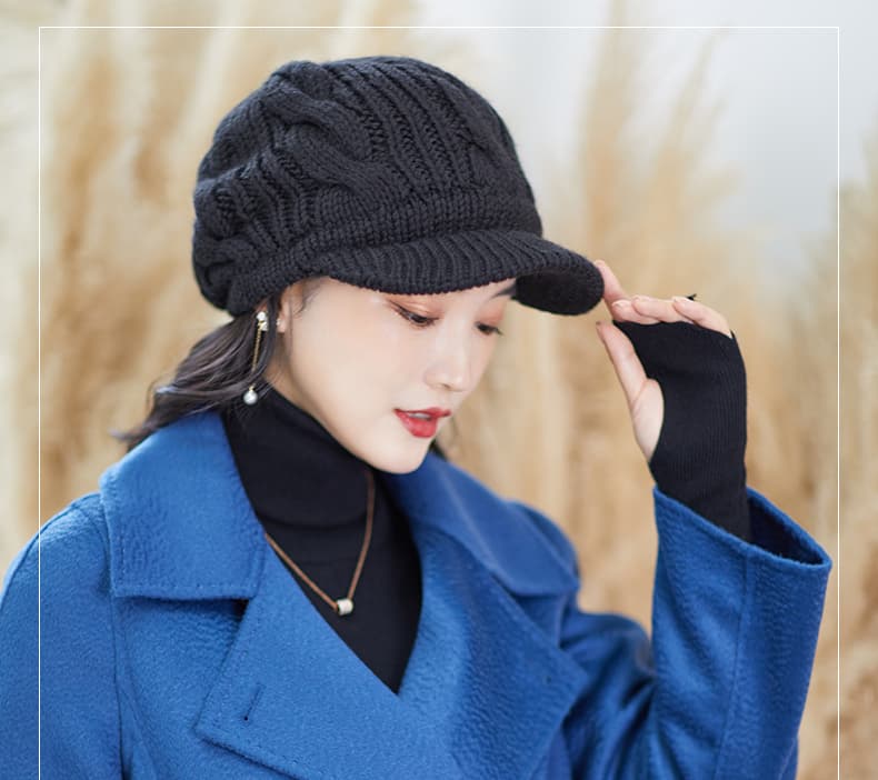 キャスケット ぬくもり編み込みニットキャスケット