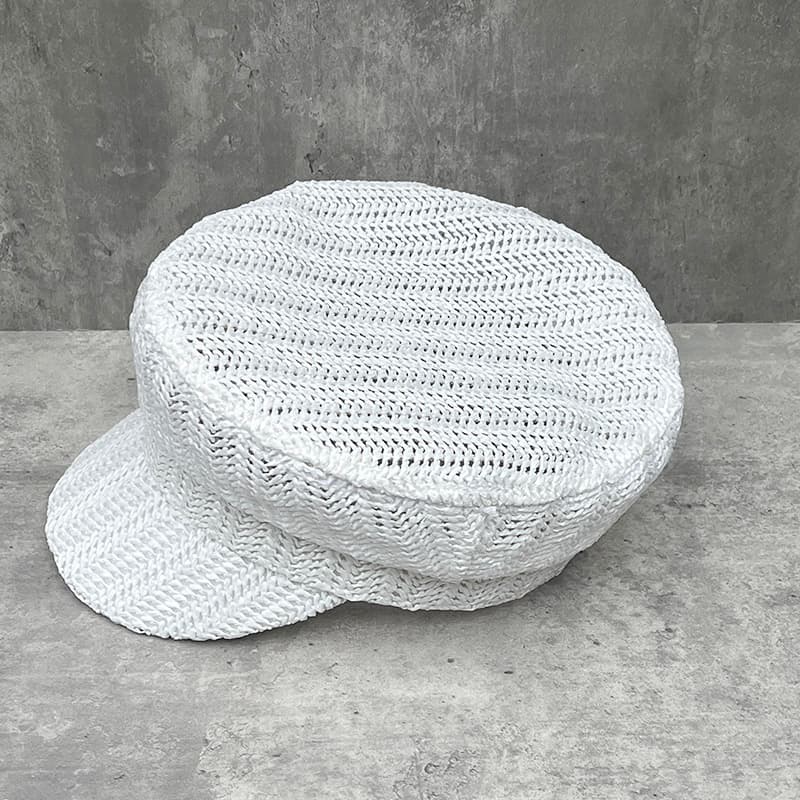 キャスケット ヘリンボーン編み マリン風キャスケット