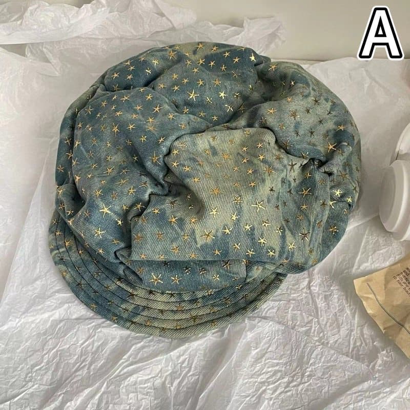 星空デニムキャスケット レディース 外出用 帽子