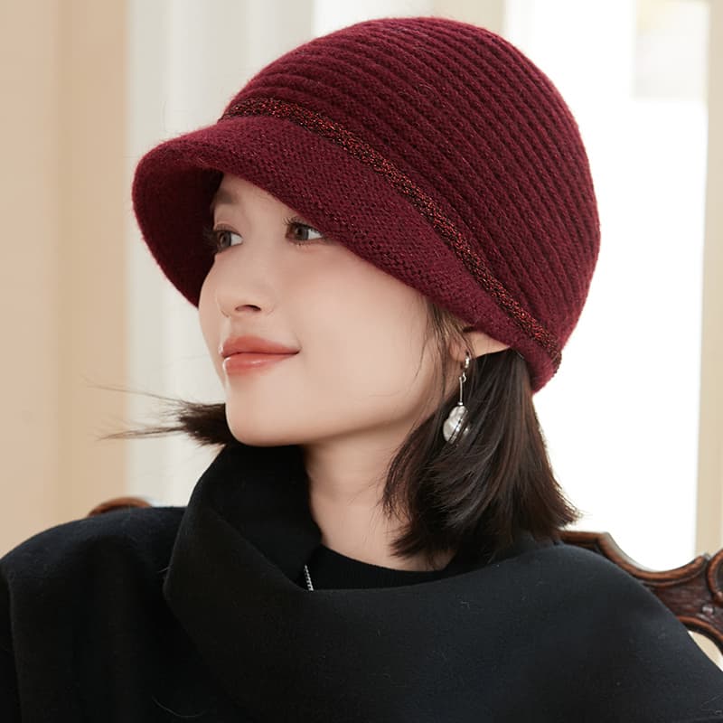 上品リボンニットキャスケット