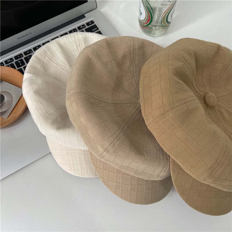 キャスケット軽量紫外線対策帽子　リネン