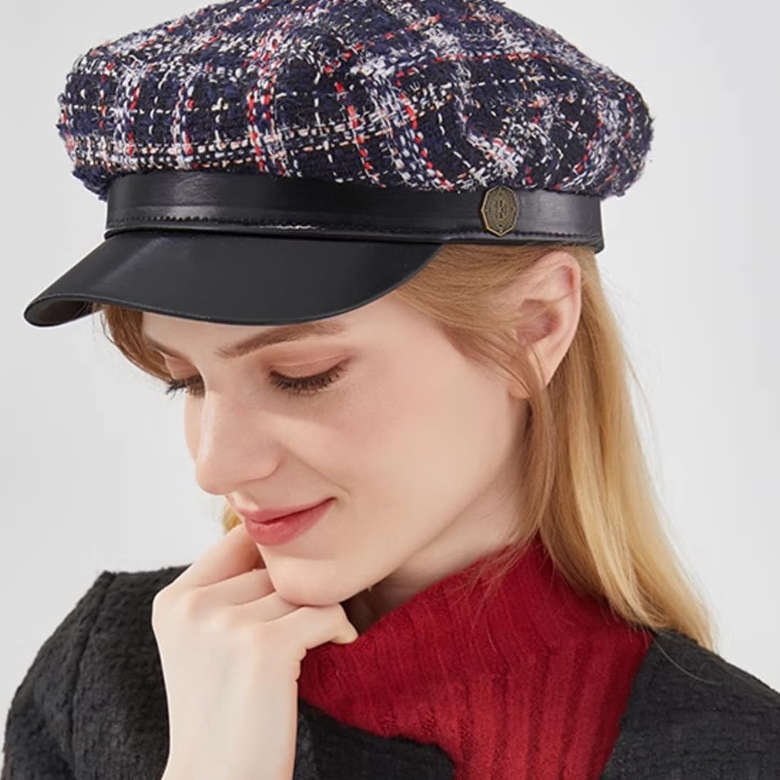 クラシカルツイードキャスケット帽