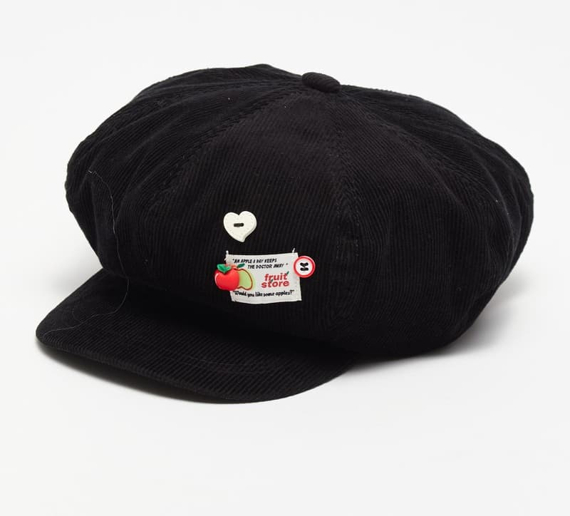 キャスケット 甘味リボン付きコーデュロイキャスケット