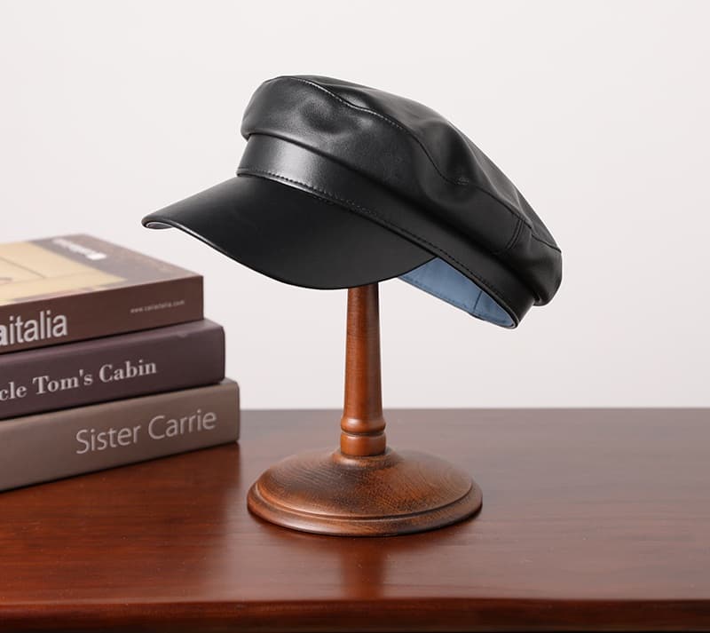 キャスケット 洗練マリン風レザーキャップ