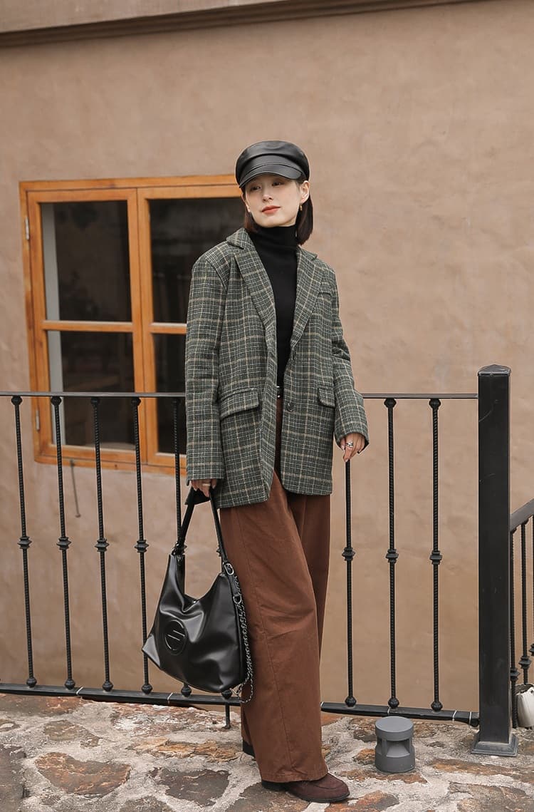 キャスケット 洗練マリン風レザーキャップ