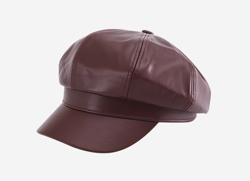 キャスケット シックな八角レザーキャスケット