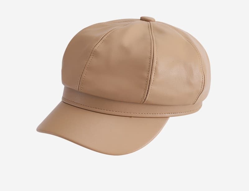 キャスケット シックな八角レザーキャスケット