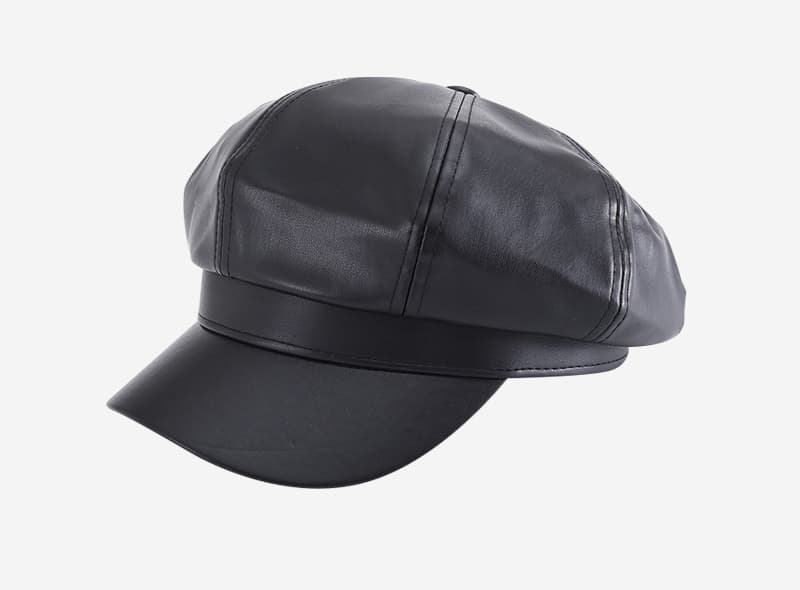 キャスケット シックな八角レザーキャスケット