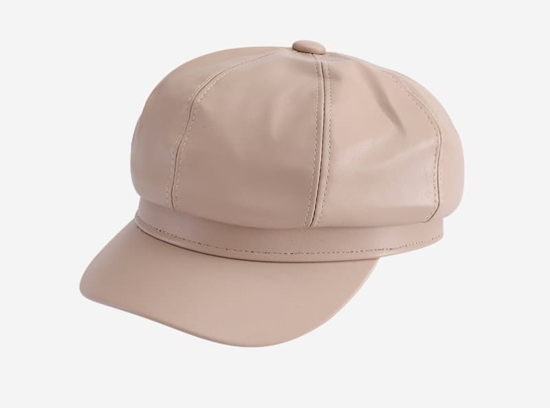 キャスケット シックな八角レザーキャスケット