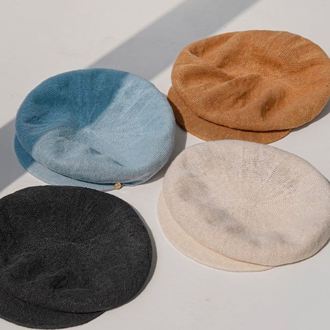キャスケット　涼やか天然リネンキャスケット帽