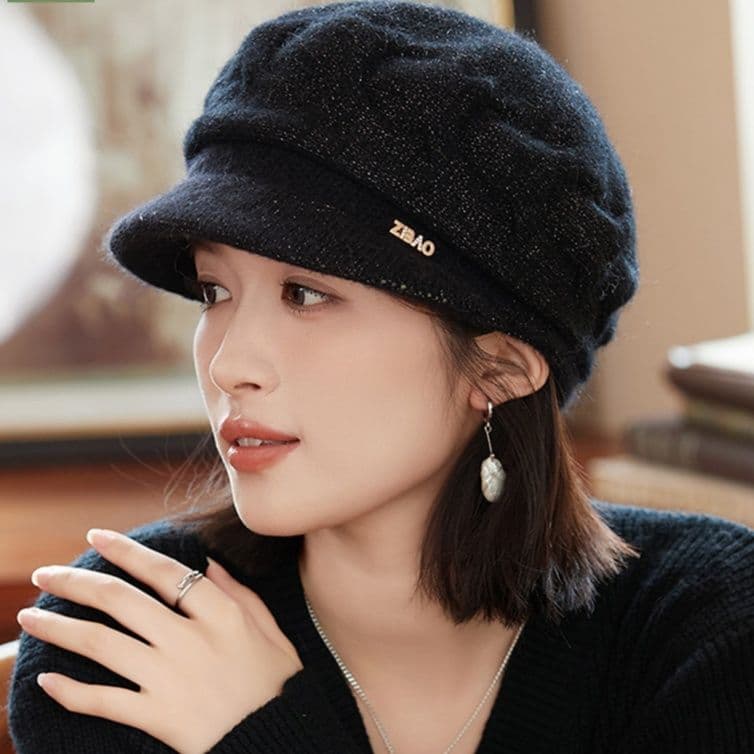 キャスケット　ふんわり暖かニットキャスケット帽