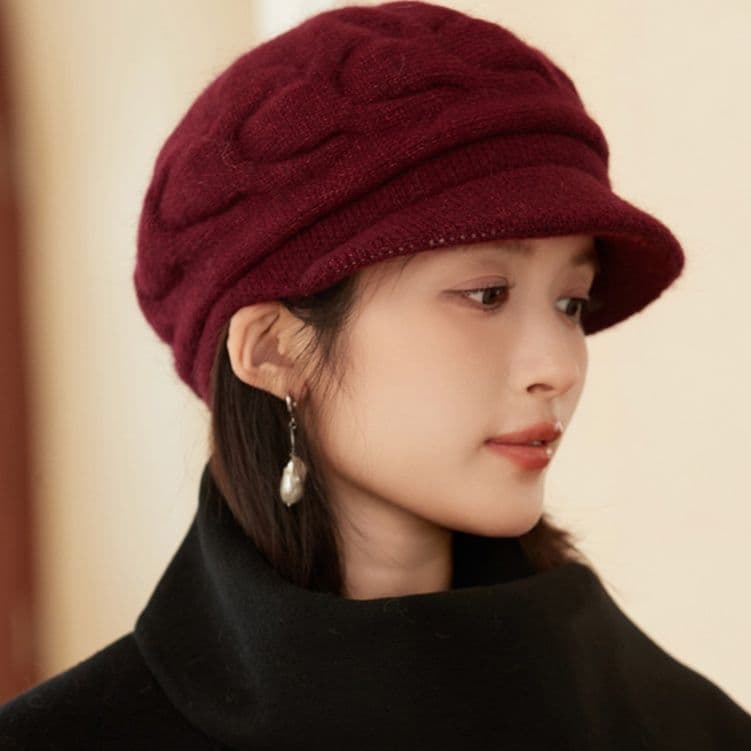 キャスケット　ふんわり暖かニットキャスケット帽