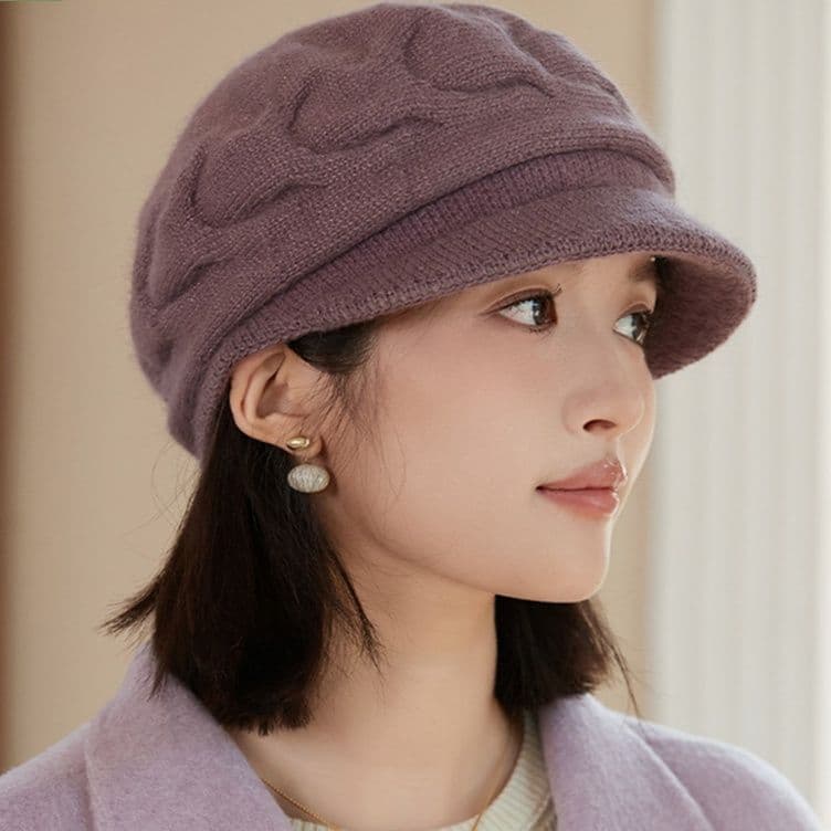 キャスケット　ふんわり暖かニットキャスケット帽