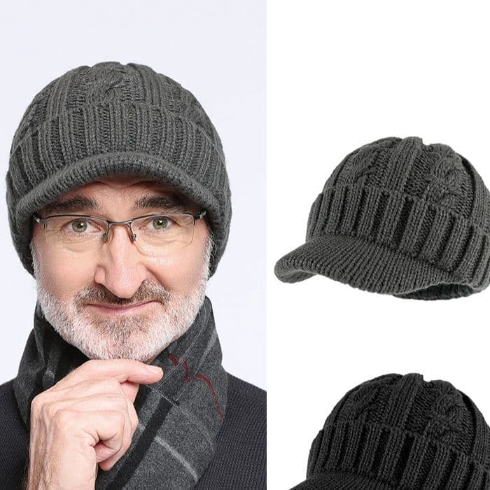 キャスケット 暖和つば付きニットキャスケット