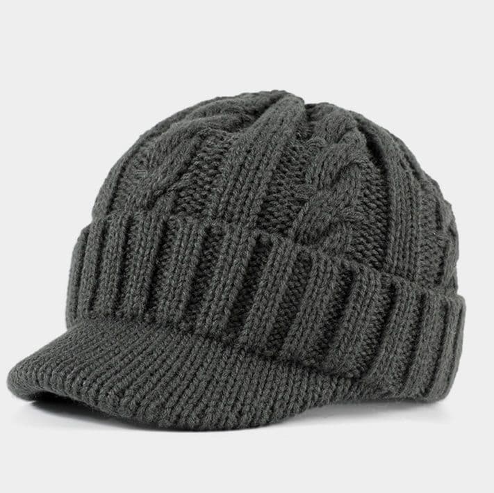 キャスケット 暖和つば付きニットキャスケット