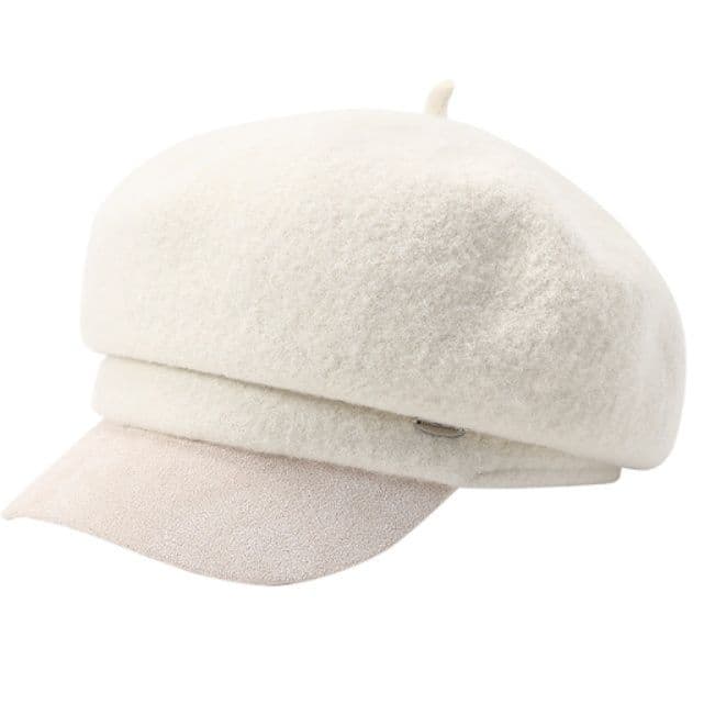 キャスケット ツバ付きふんわりウール帽子