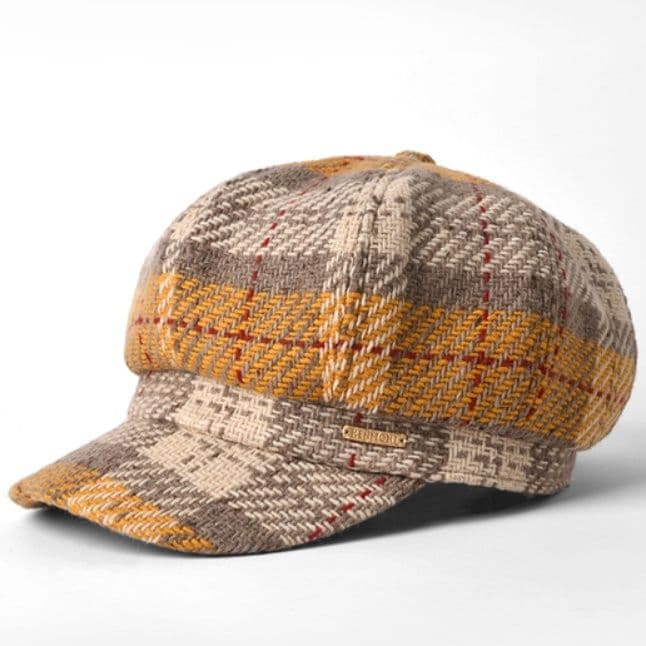キャスケット 多彩な織り模様のウール帽子