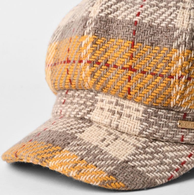 キャスケット 多彩な織り模様のウール帽子