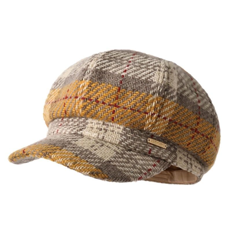 キャスケット 多彩な織り模様のウール帽子
