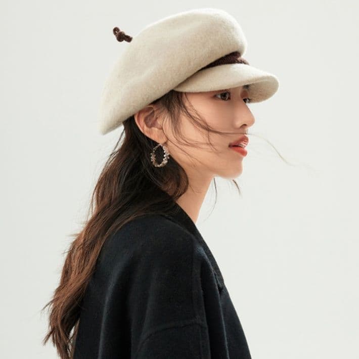 キャスケット 上質フォルム つば付きベレー帽