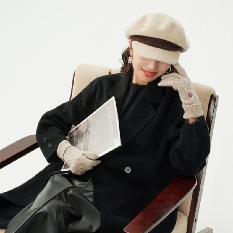 キャスケット 上質フォルム つば付きベレー帽