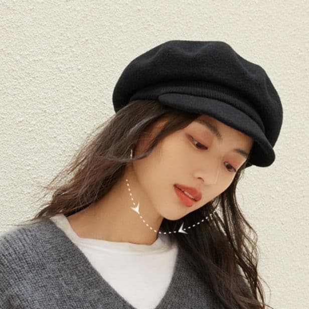 キャスケット 上質フォルム つば付きベレー帽