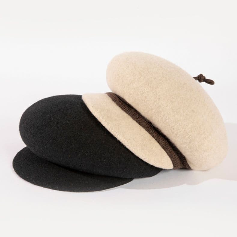 キャスケット 上質フォルム つば付きベレー帽