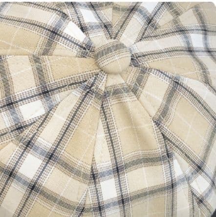 キャスケット 格子柄リネンベルト付きキャスケット