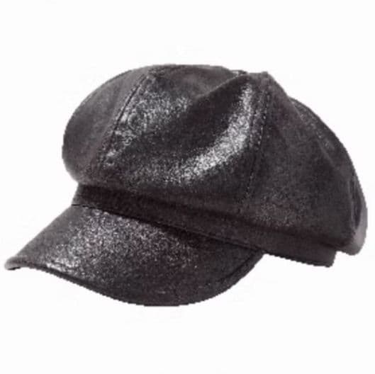 キャスケット 艶やか折り目入りレザーキャスケット