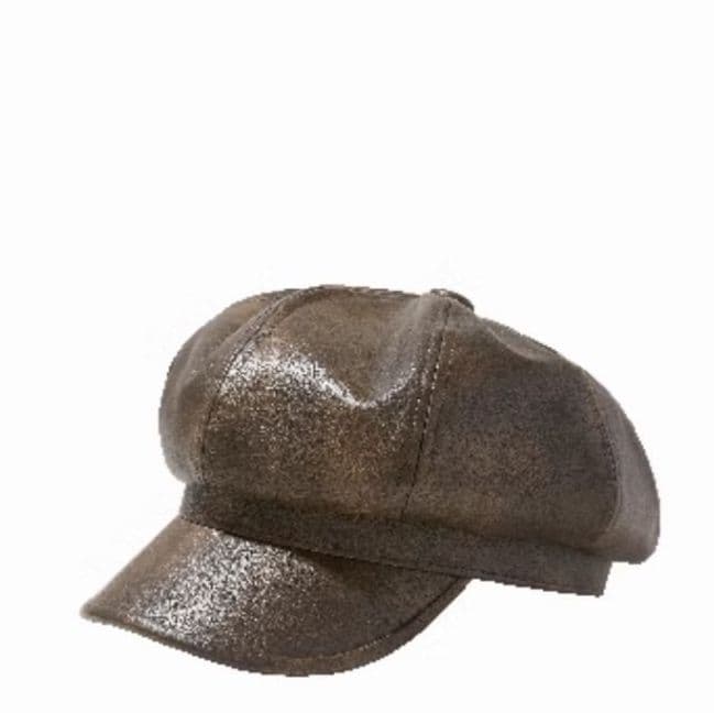 キャスケット 艶やか折り目入りレザーキャスケット