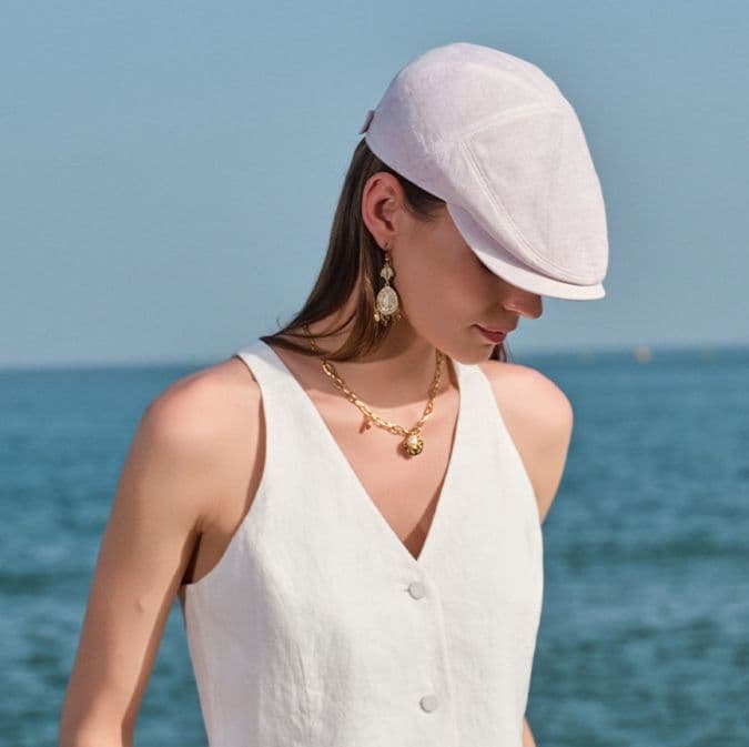 キャスケット 爽やか涼感リネンキャスケット