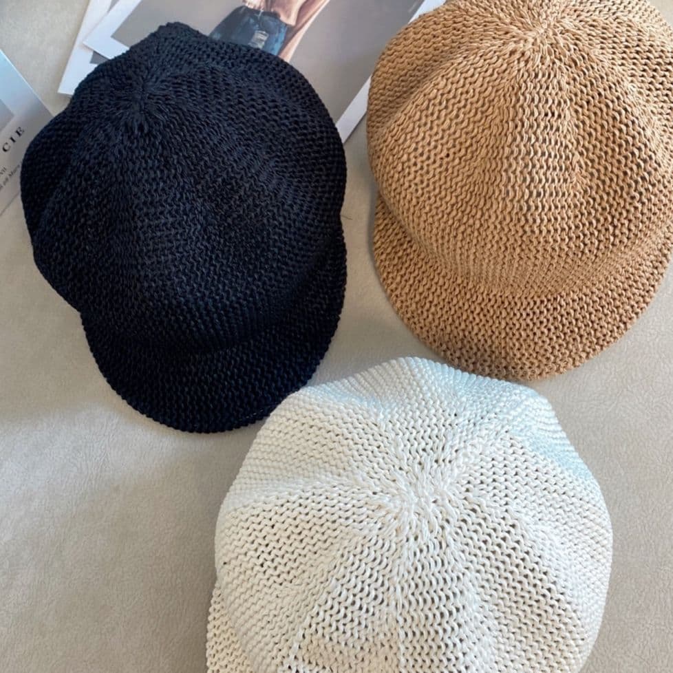 キャスケット 涼やか麦わらメッシュキャスケット