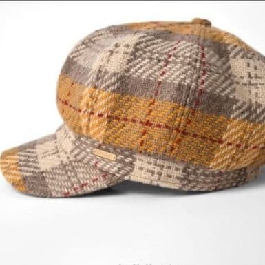 キャスケット 多彩な織り模様のウール帽子