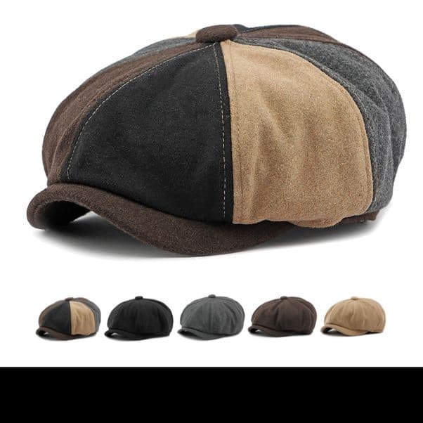 キャスケット 切り替えスエードハンチング帽