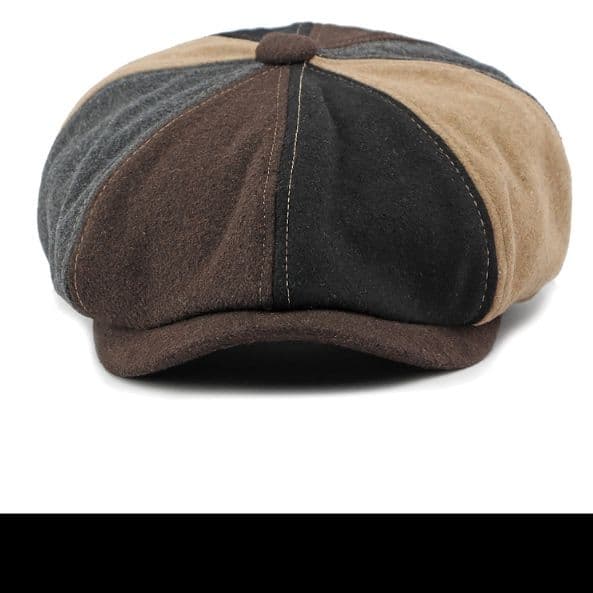 キャスケット 切り替えスエードハンチング帽