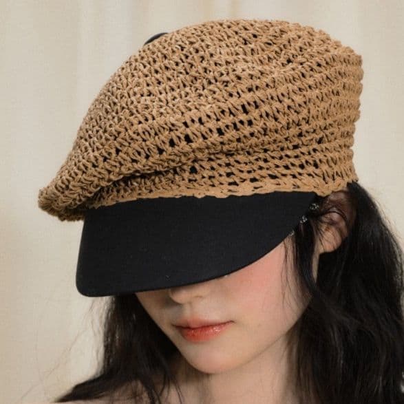 キャスケット 涼やか編み目キャスケット帽