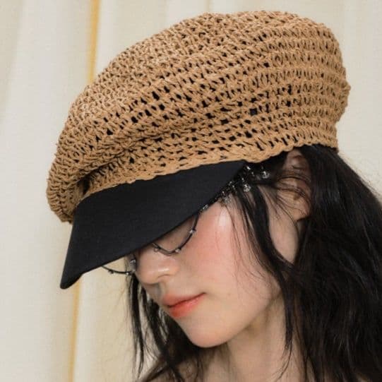 キャスケット 涼やか編み目キャスケット帽