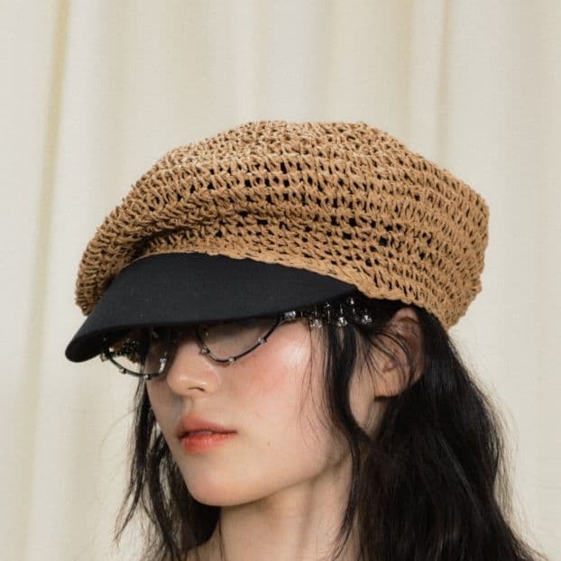 キャスケット 涼やか編み目キャスケット帽
