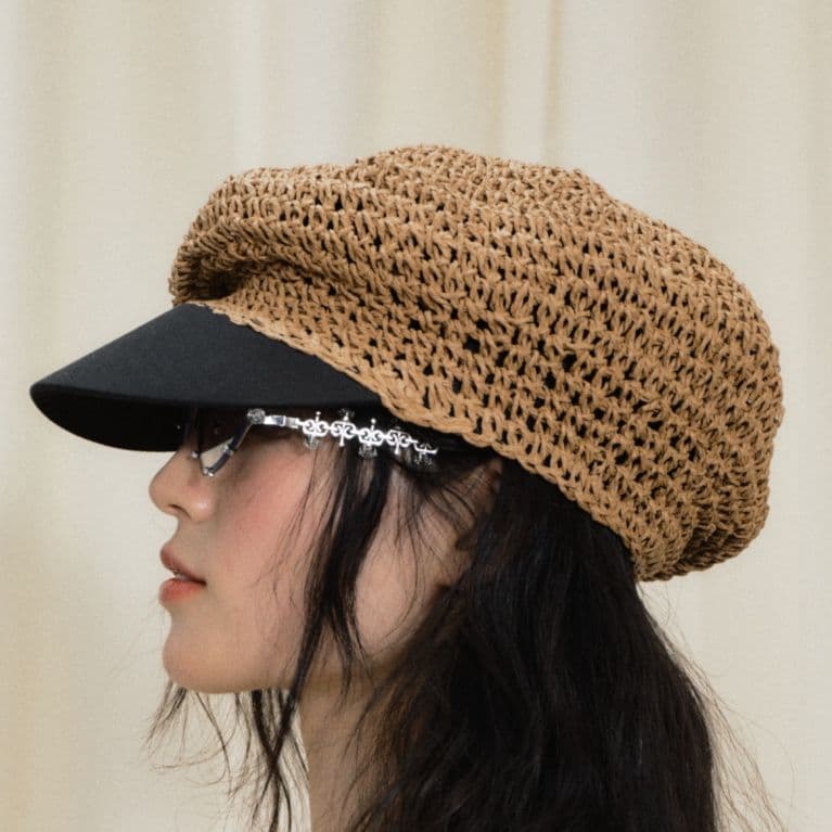 キャスケット 涼やか編み目キャスケット帽