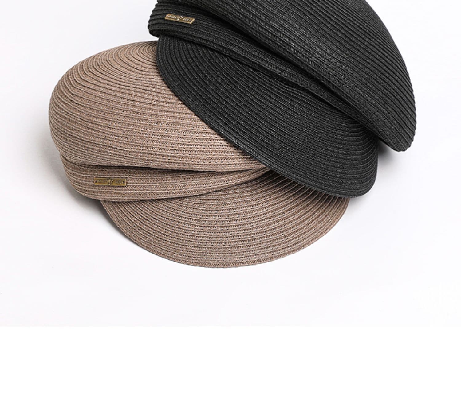 キャスケット 涼やか麦わら風ツイードキャスケット