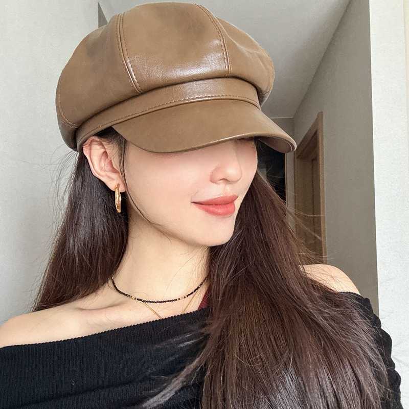 なめし革の贅沢キャスケット帽