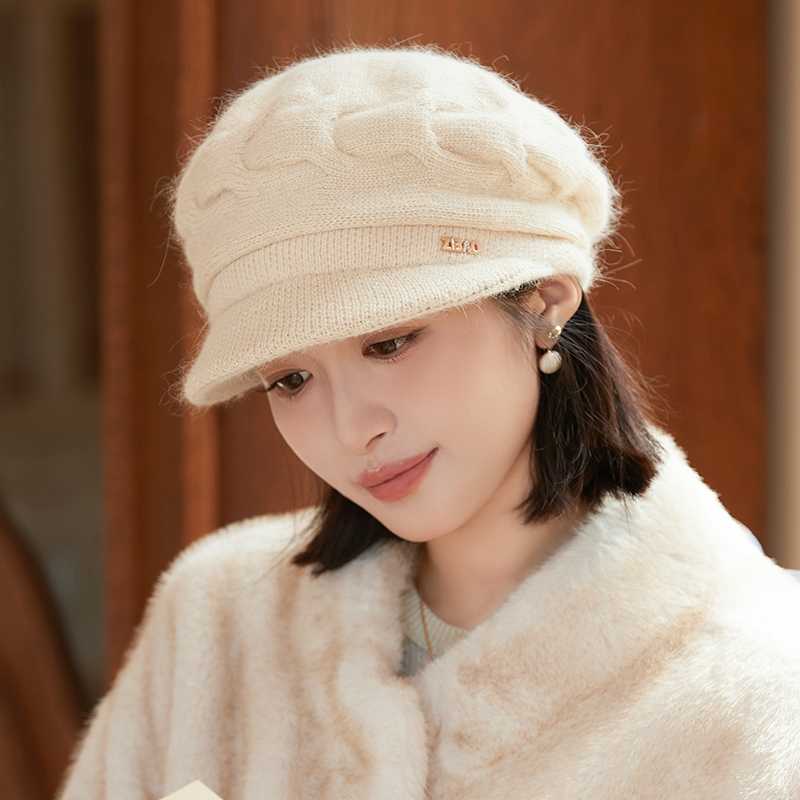 キャスケット もこもこケーブル編みニットキャスケット