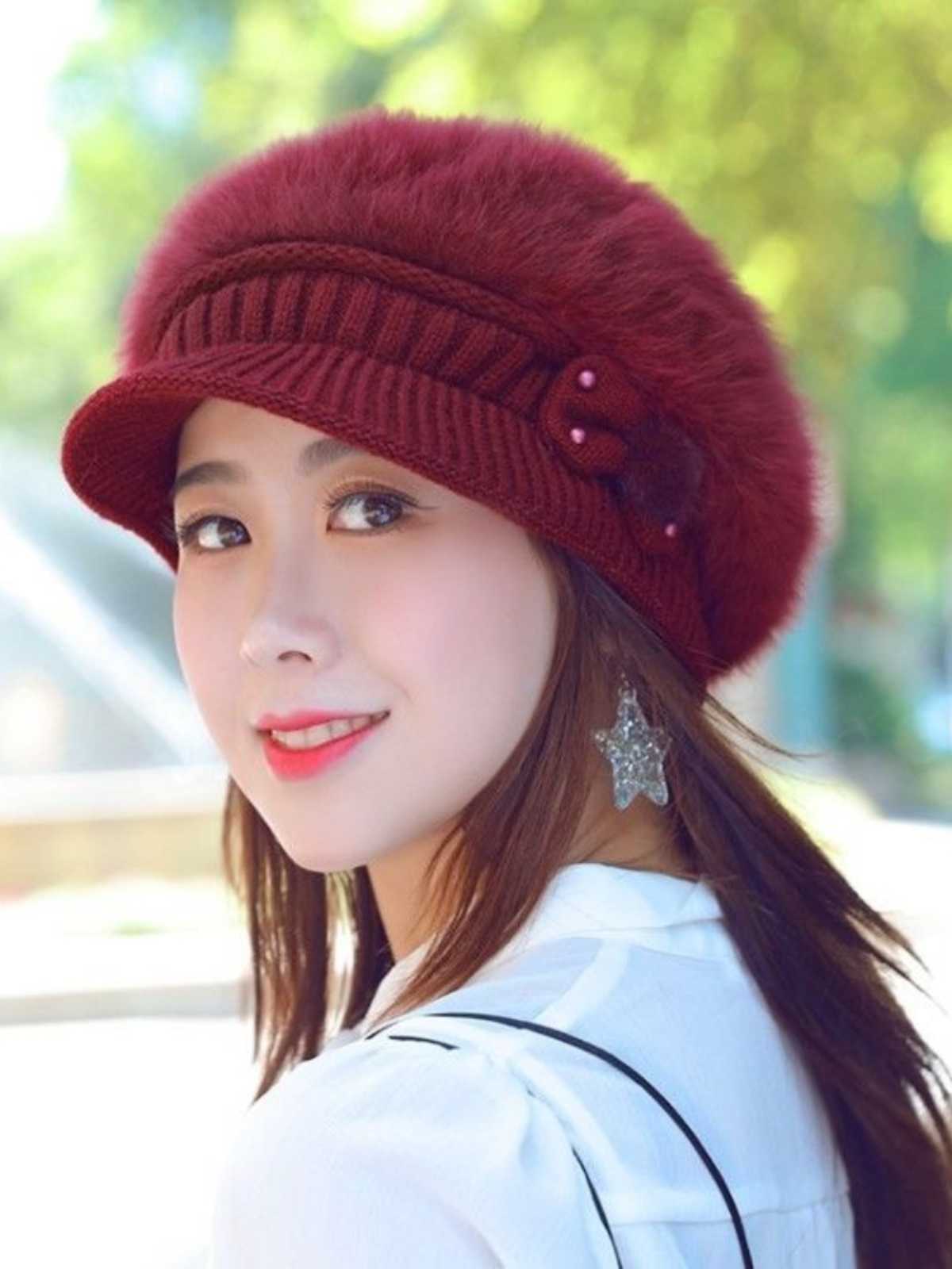 キャスケット ふわもこ暖かキャスケットニット帽