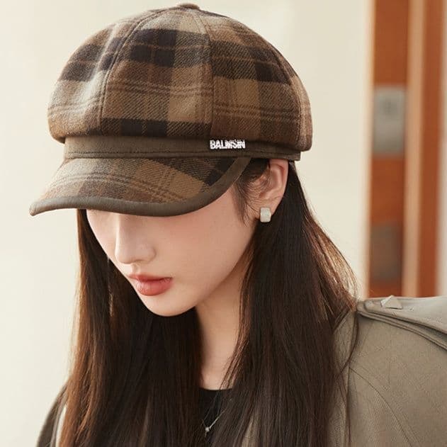 なめらかチェックキャスケット