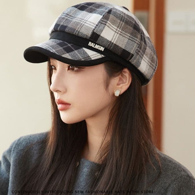 なめらかチェックキャスケット