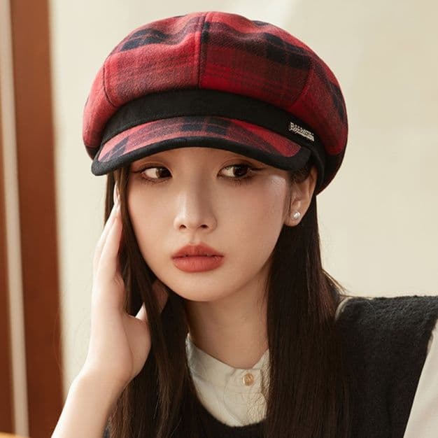 なめらかチェックキャスケット