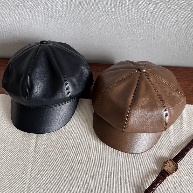 なめし革の贅沢キャスケット帽